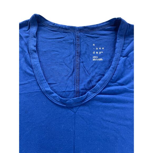A New Day Blue Short Sleeve Scoop Neck Top T-Shirt Women's Size Small - Picture 4 of 8